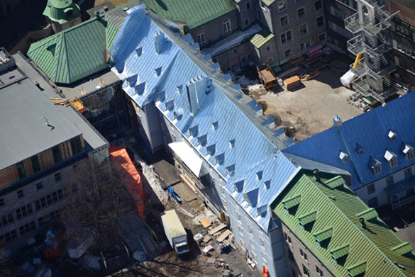 Le chantier du Monastère des Augustines vu des airs. Photo Pierre Lahoud
